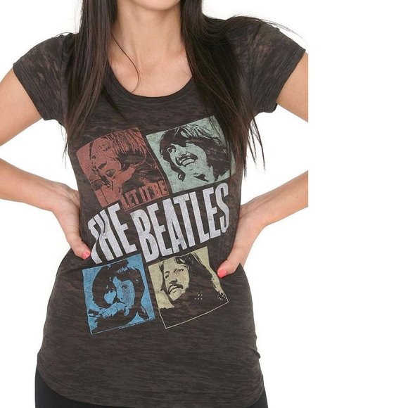 Junk Food The Beatles Let It Be rock Official burnout T-Shirt L NWT - Picture 1 of 3